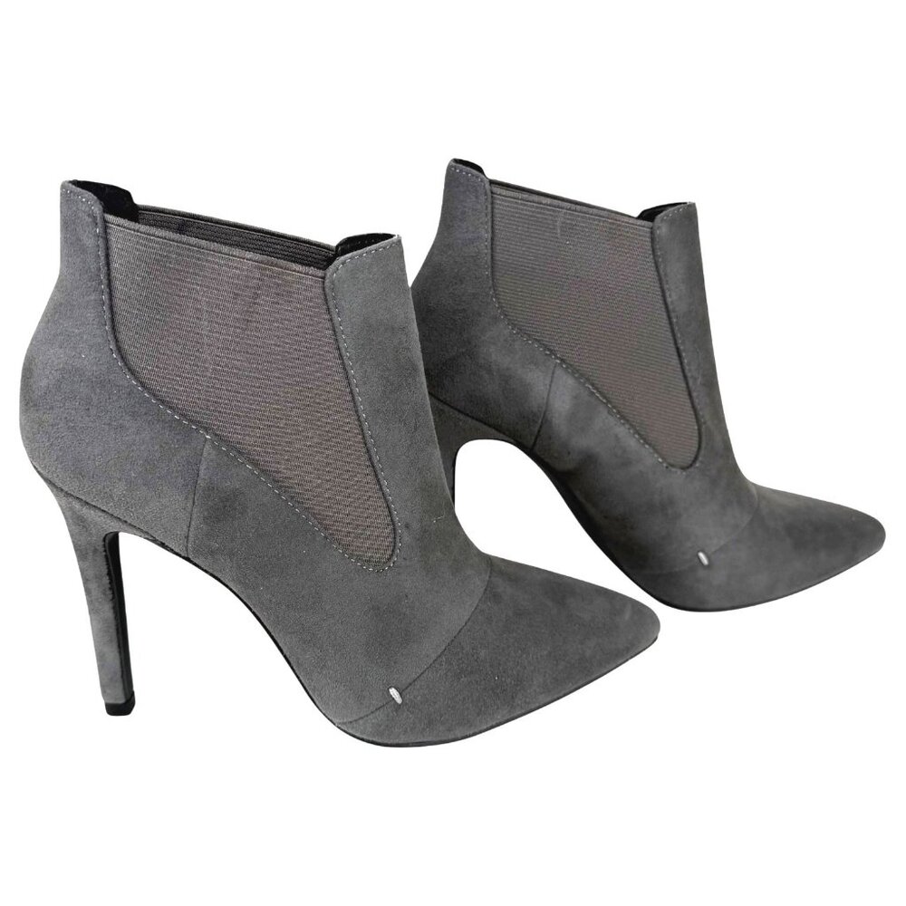 Women H By Halston Regina Gray Pull On Stiletto Heel Ankle Bootie Size 5.5 Suede - Picture 2 of 13